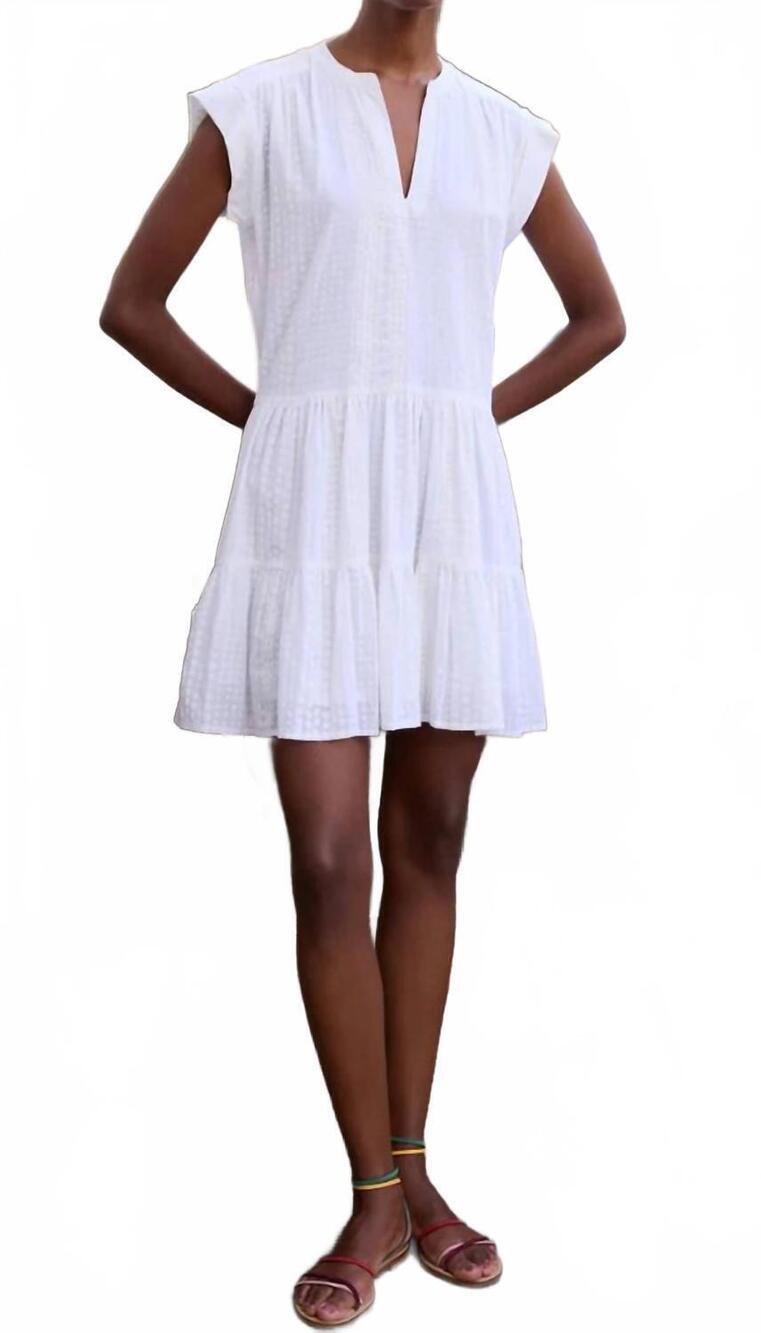 NEW OLIPHANT roll sleeve mini dress in domino white